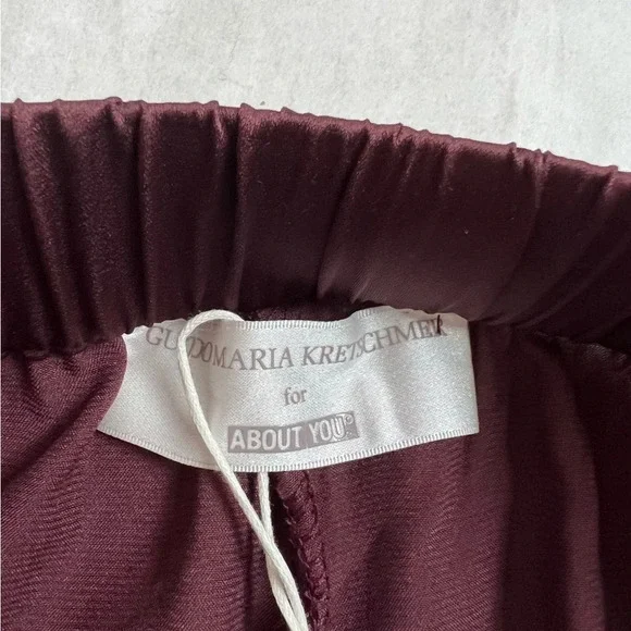 Guido Maria Kretschmer Satin Wide Legs High Waist Brown Pants Sz EU 40 US 10 NWT - Picture 10 of 10